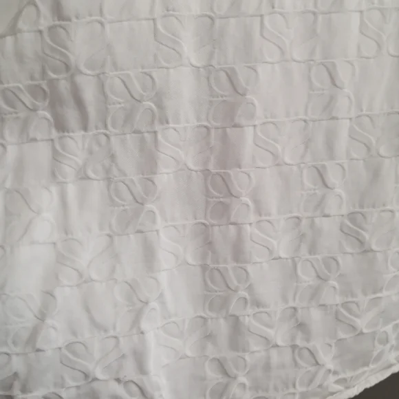 Sandro Jacquard Blouse Double S Logo Pleated Collar Puff Sleeves White 2 Medium - Picture 6 of 16